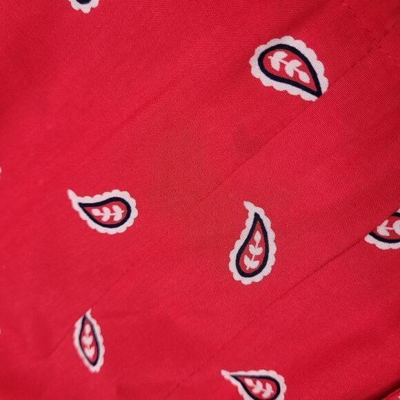VINTAGE 90s dress Liz Claiborne red bandana print‎ southwestern midi M - Picture 6 of 9